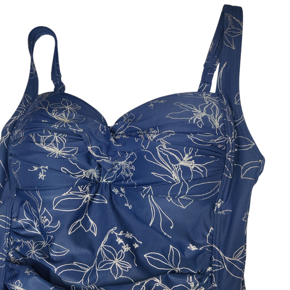 Niptuck Garden Line Foil Joanne Twist Front Slimming Swimsuit 6 One Piece - Picture 6 of 15